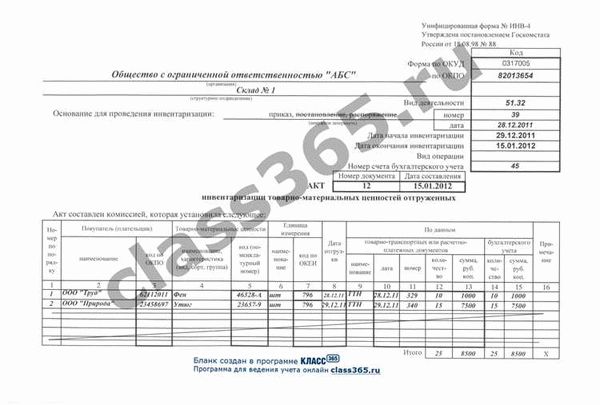 Инструкция и пример заполнения формы ИНВ-4