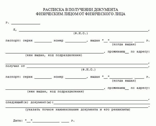 Расписка в получении денег за автомобиль в 2024 году