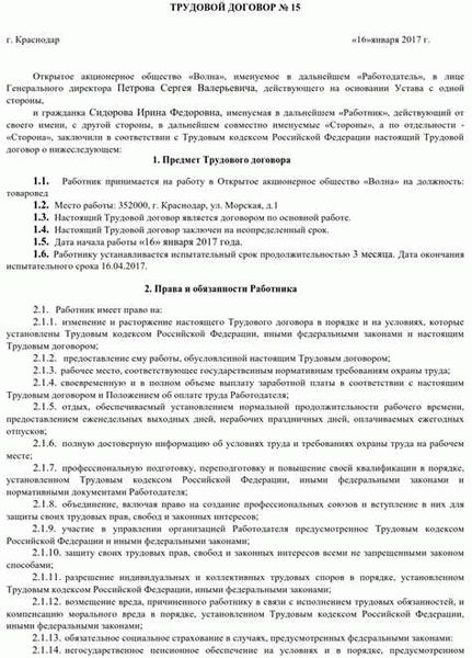 Важные элементы для учета в тексте трудового договора