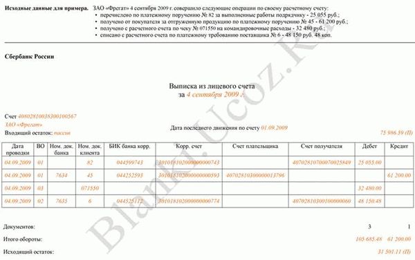 Пример бланка выписки на 2024 год