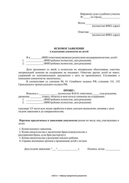 Приложения к бланку возражения на исковое заявление о взыскании алиментов на содержание супруги 2024